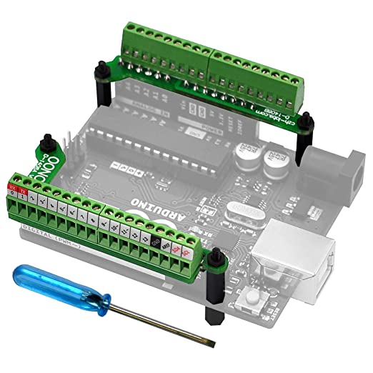 Image of a terminal block for Arduino Uno R3 - alternatives to soldering