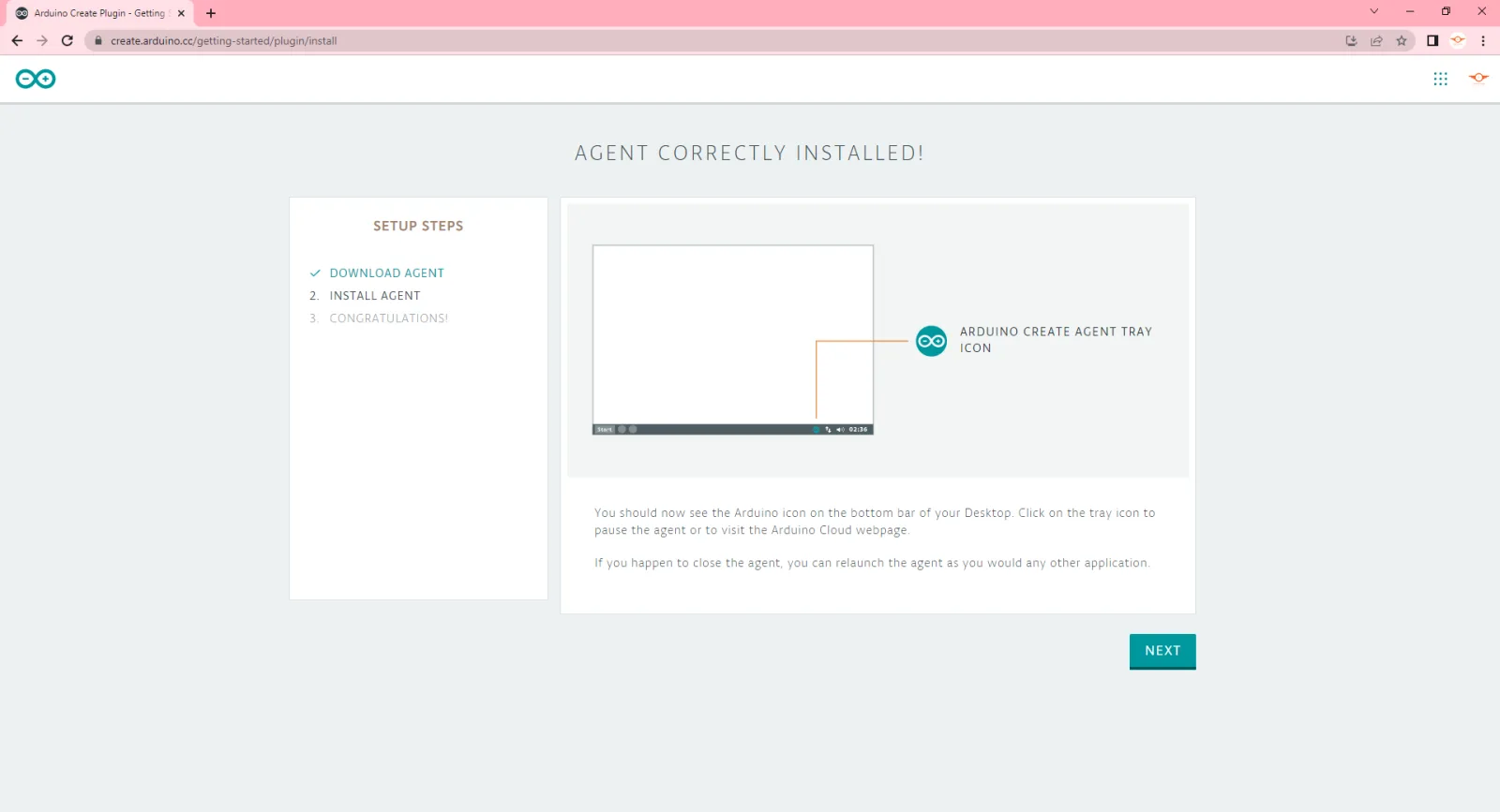 Arduino Create Agent - Installed Correctly
