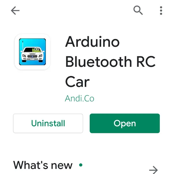 The Arduino Bluetooth RC Car app in the Play Store