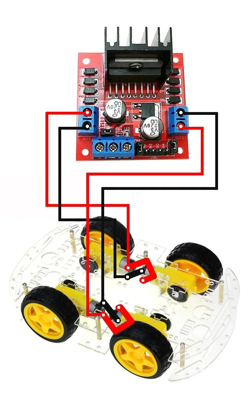 Wiring the gear motors of the chassis to the L298N motor driver