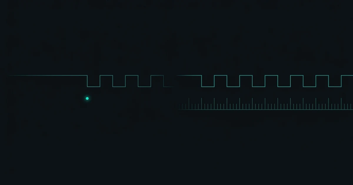 A data line paired with a clock line on the right; on the left the same data line alone, with empty space where the clock would be